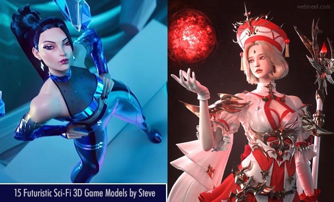 New avatars of KDA League of Legends - Futuristic Sci-Fi 3D Game Models by Steve