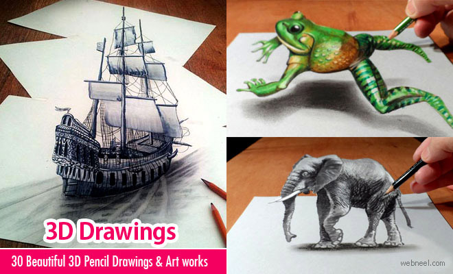 50 Beautiful 3D Drawings - Easy 3D Pencil Drawings and Artworks