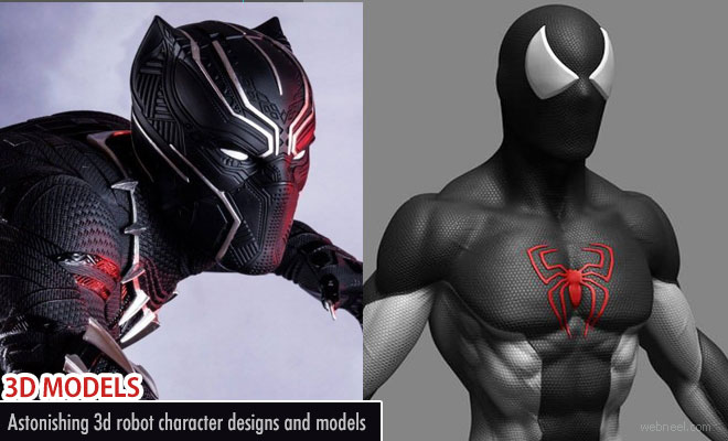 Astonishing 3d robot character designs and models of Rafael Mustaine
