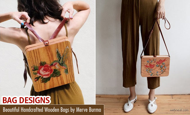 Creative Wooden Bags with Cross-Stitch Embroidery by Merve Burma