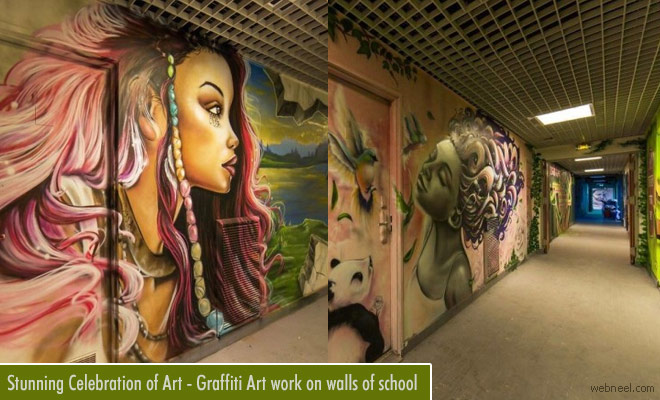 Stunning Celebration of Art - Graffiti Art work on walls of Paris school 