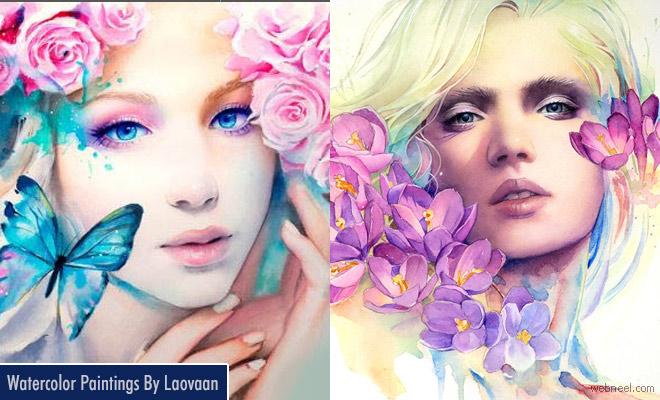 Beautiful and Vibrant Watercolor Paintings and Mixed Media by Laovaan