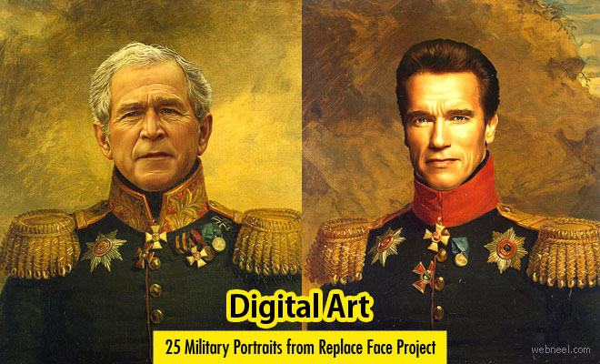 25 Military Portrait Digital Paintings from Replace Face Project by Steve Payne