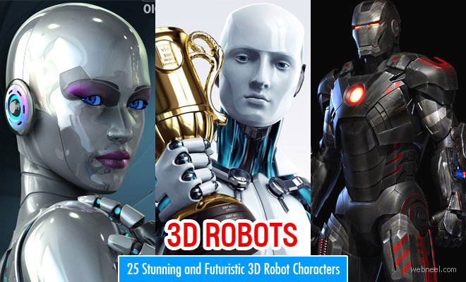 50 Stunning and Futuristic 3D Robot Character design inspiration