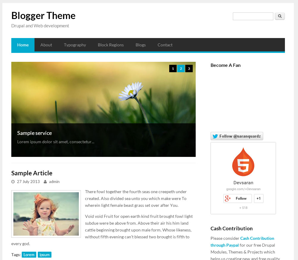 Blogger Theme - Free Drupal Theme
