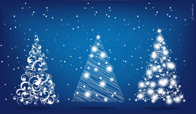 3 Christmas Tree Floral Design Vector EPS