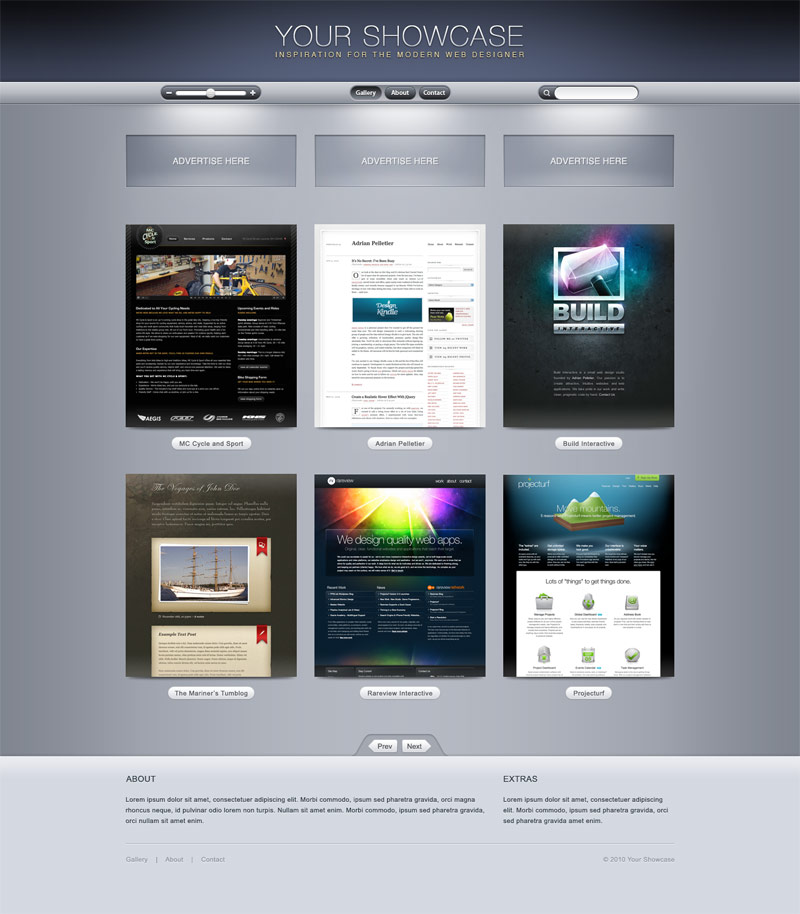 Showcase Gallery UI PSD